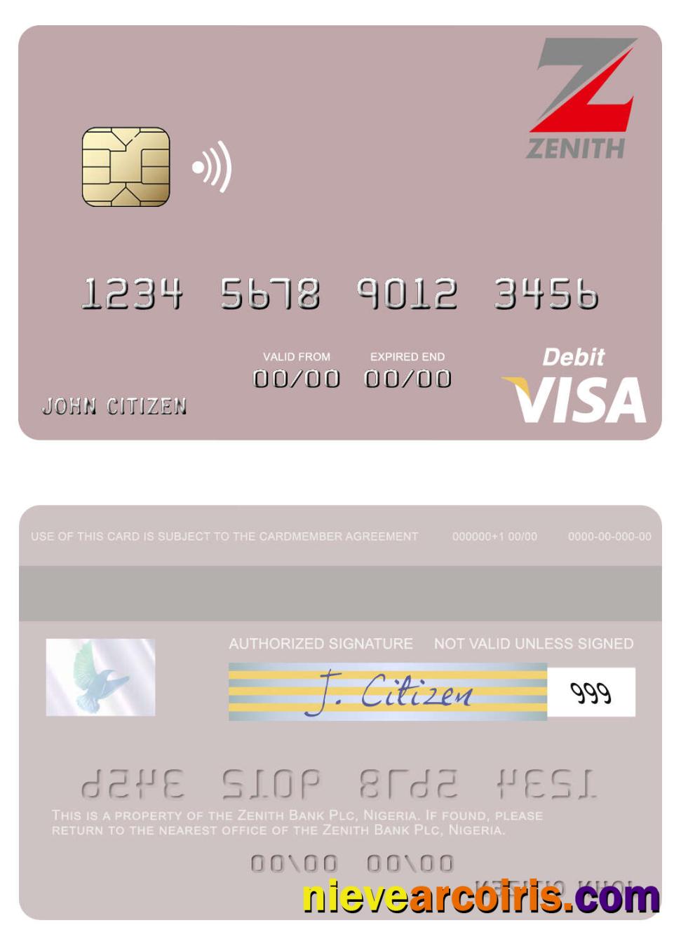 Nigeria Zenith Bank Plc visa debit card